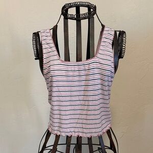 American Eagle Outfitters Pink and White Striped Tank Top
